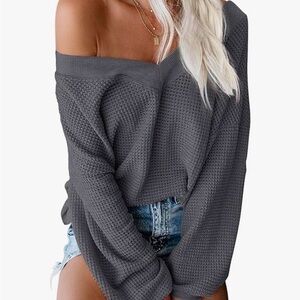 Women's Off-Shoulder Gray Sweater